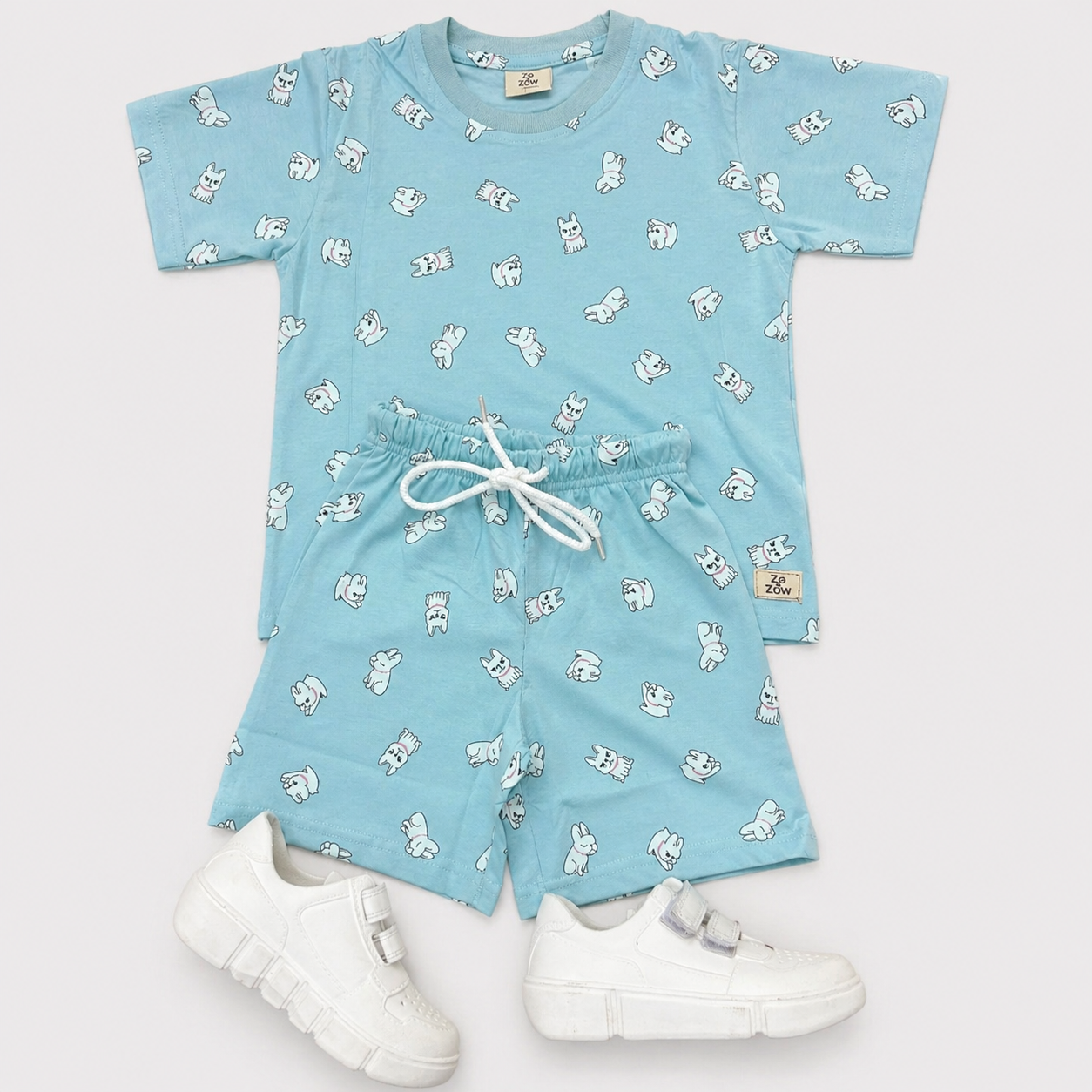 Aqua Bunny shorts co-ords set