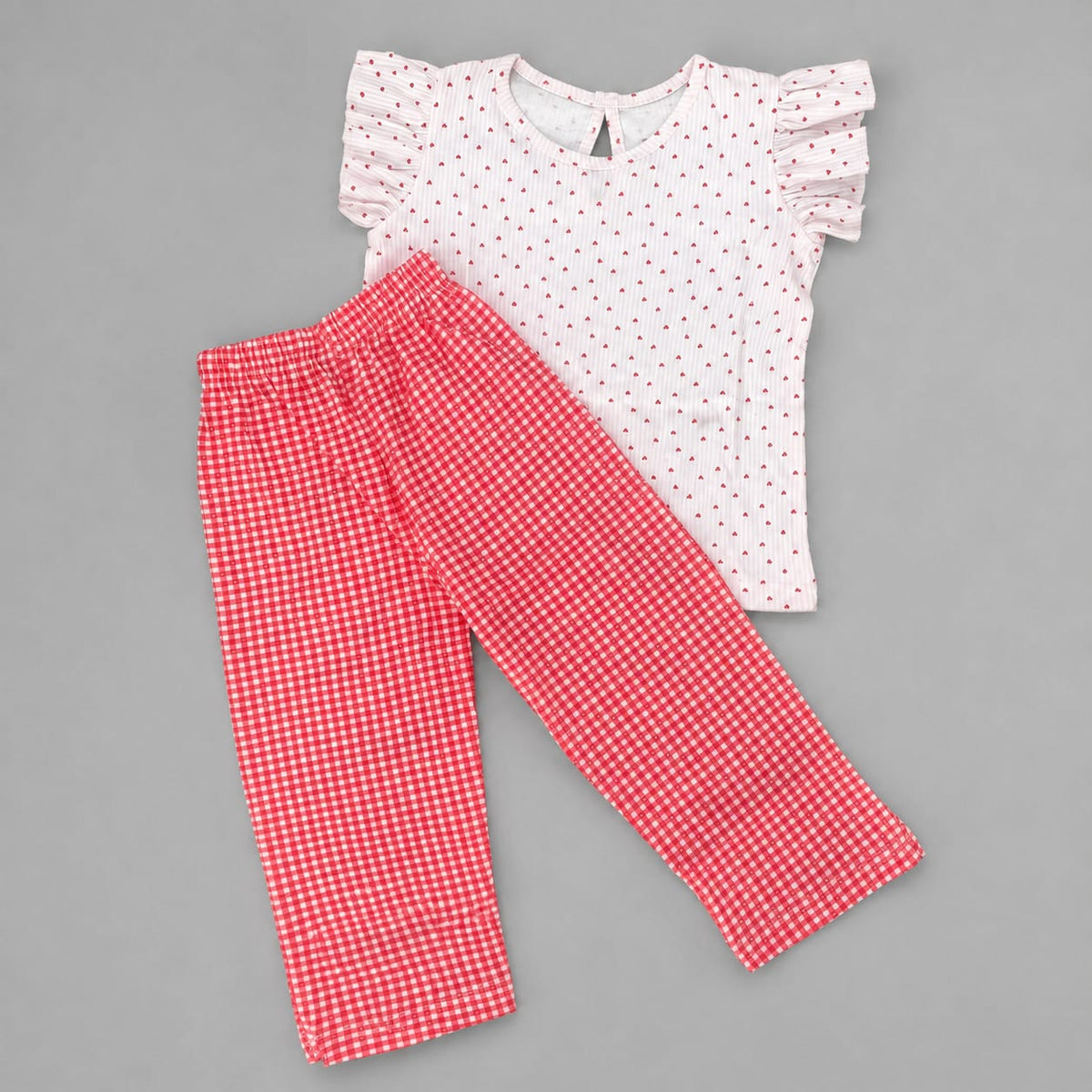 Strawberry Heart Flutter sleeve Palazzo Set