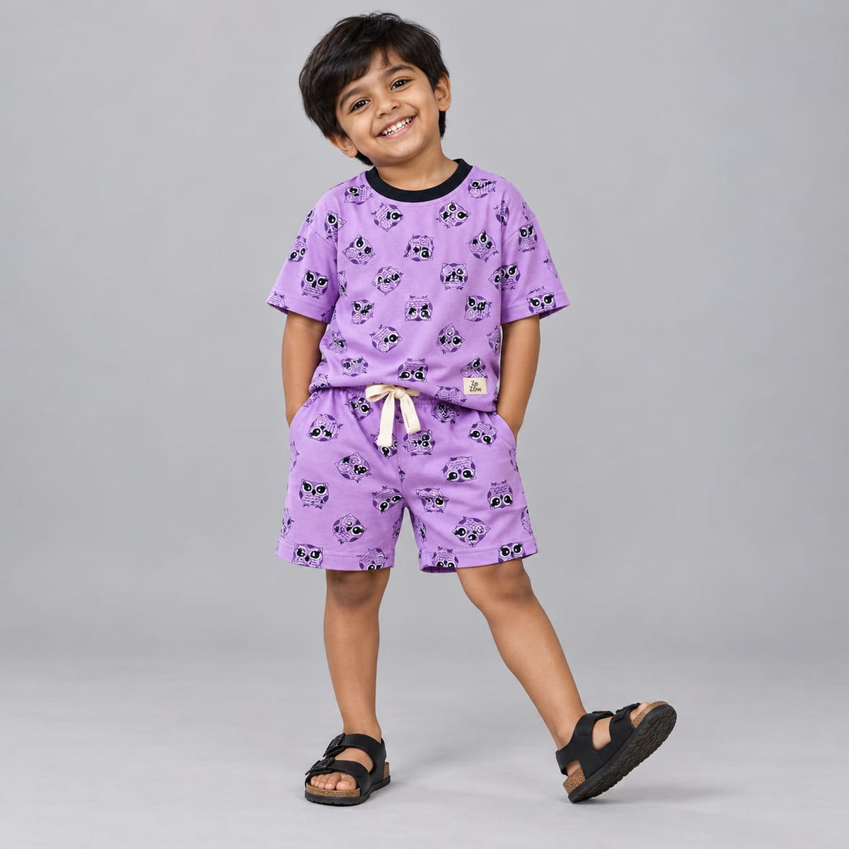 Lavender Owl Hoot Kids Co-ord Set - Unisex