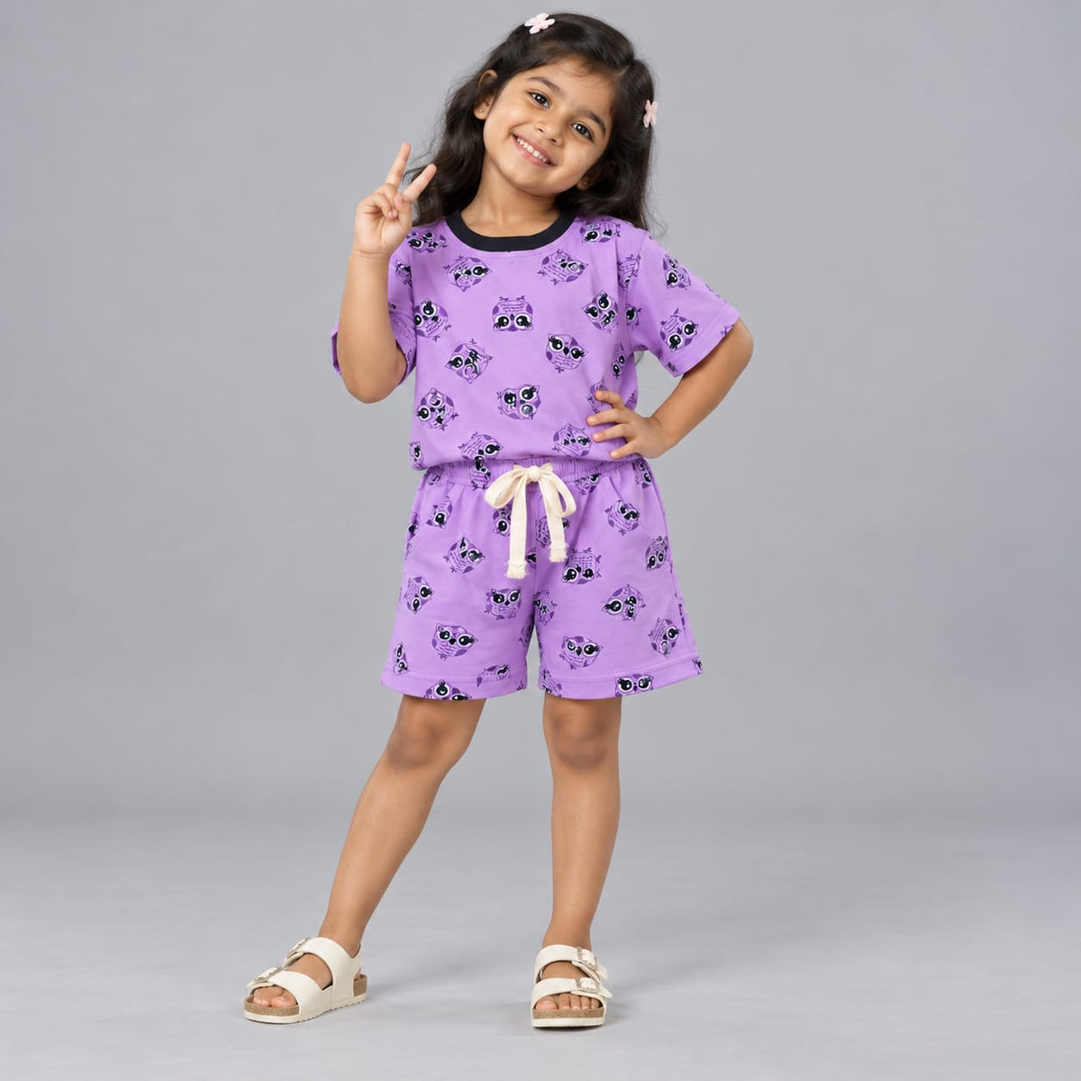 Lavender Owl Hoot Kids Co-ord Set - Unisex