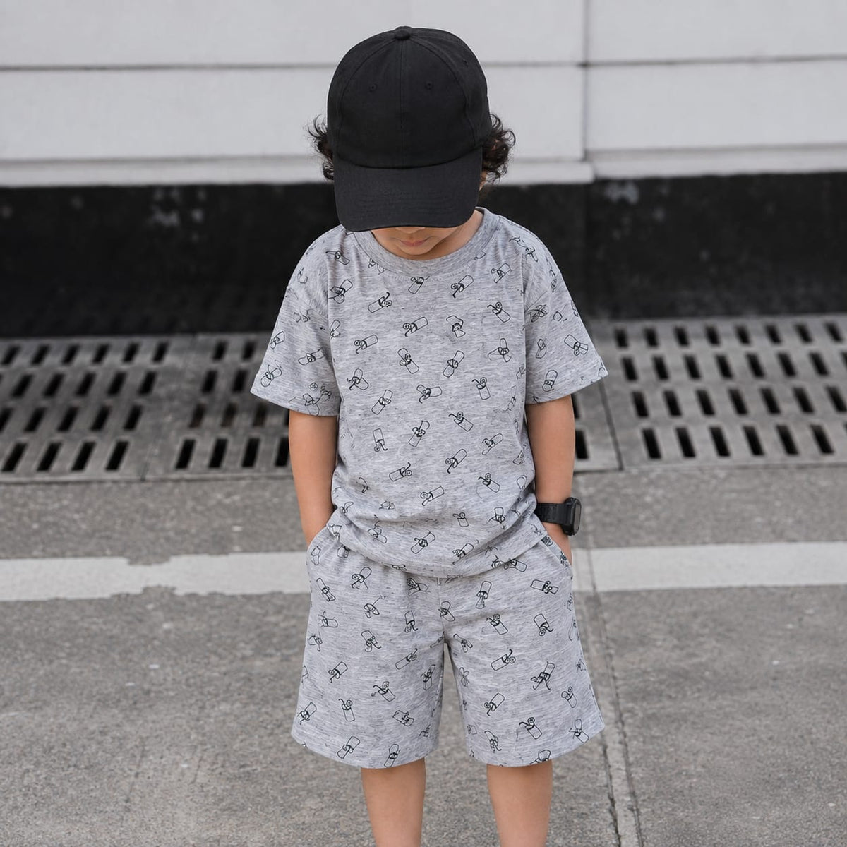 Grey cool shorts Co-ord Set - Unisex
