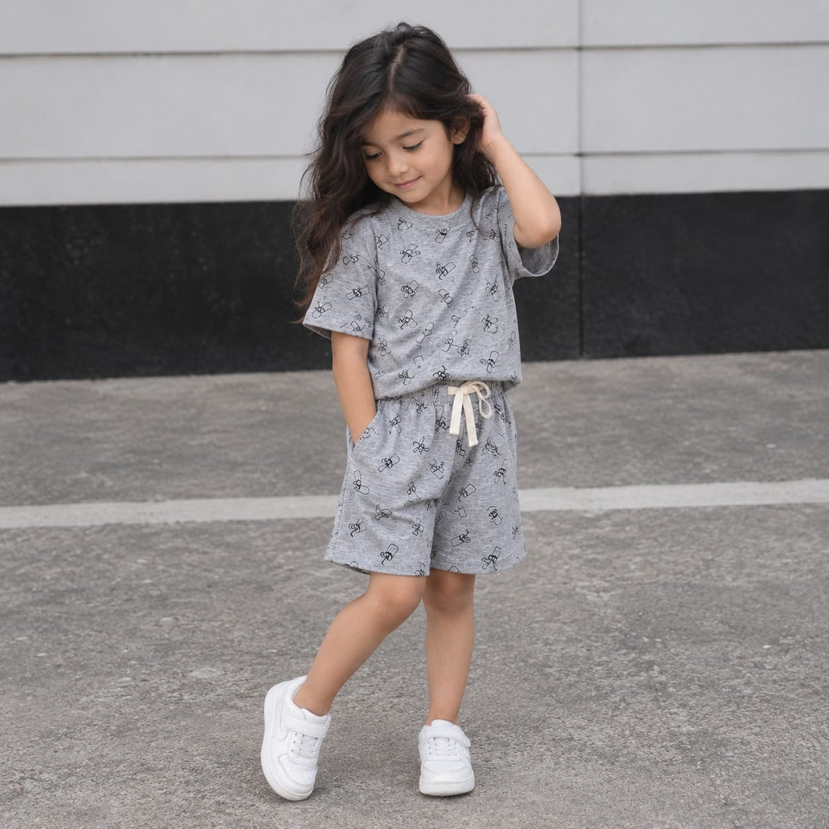Grey cool shorts Co-ord Set - Unisex