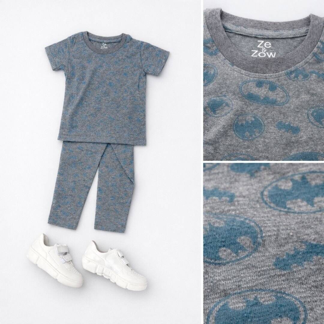 Batman Print Co-ord Set - Grey Blue