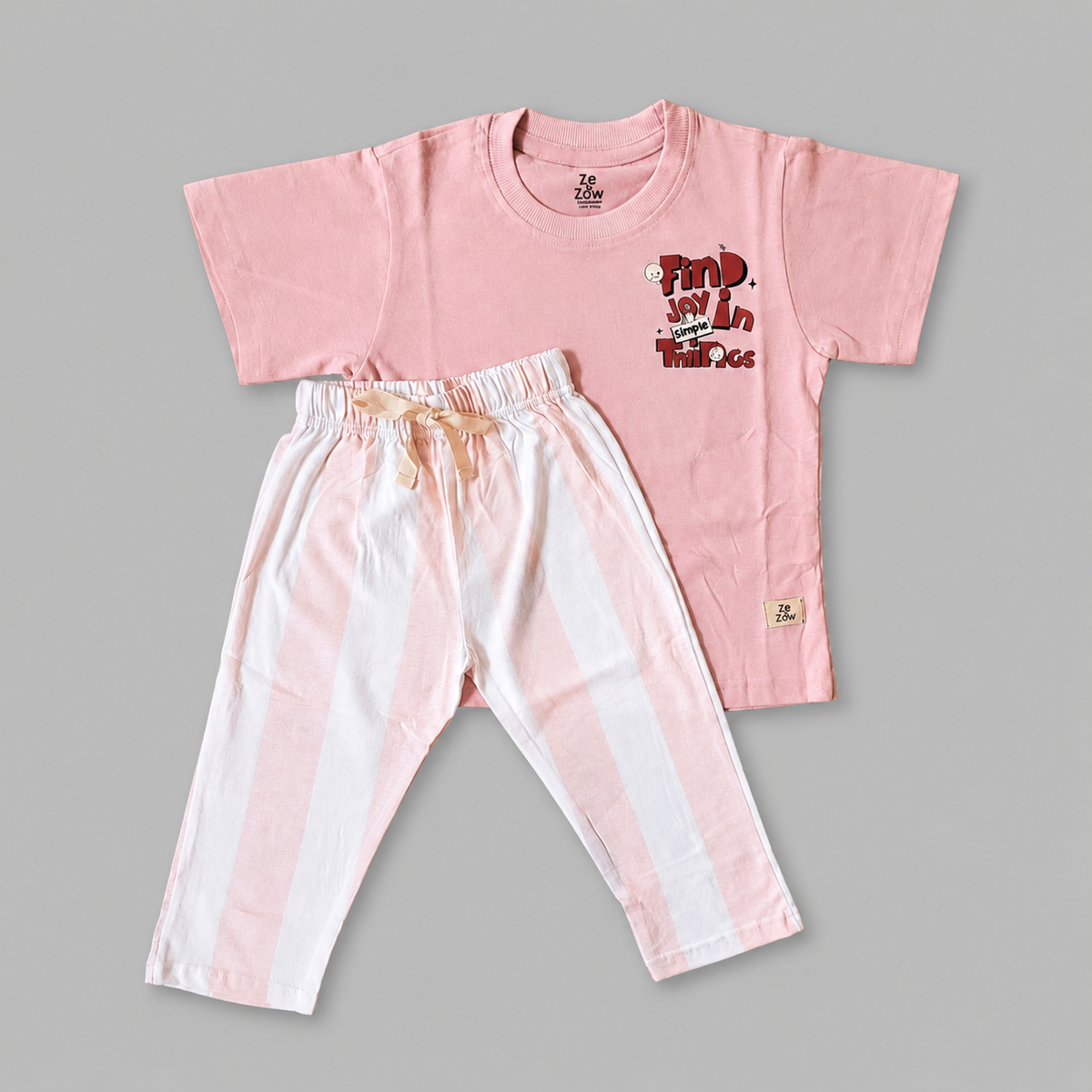 Blush Stripe Girls' Relaxed Fit Coord Set