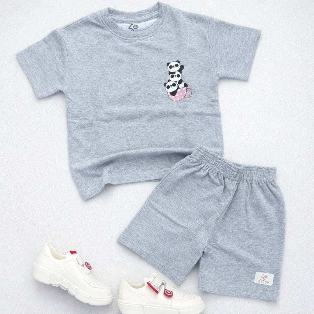 Panda Latte coord set - Melange Grey