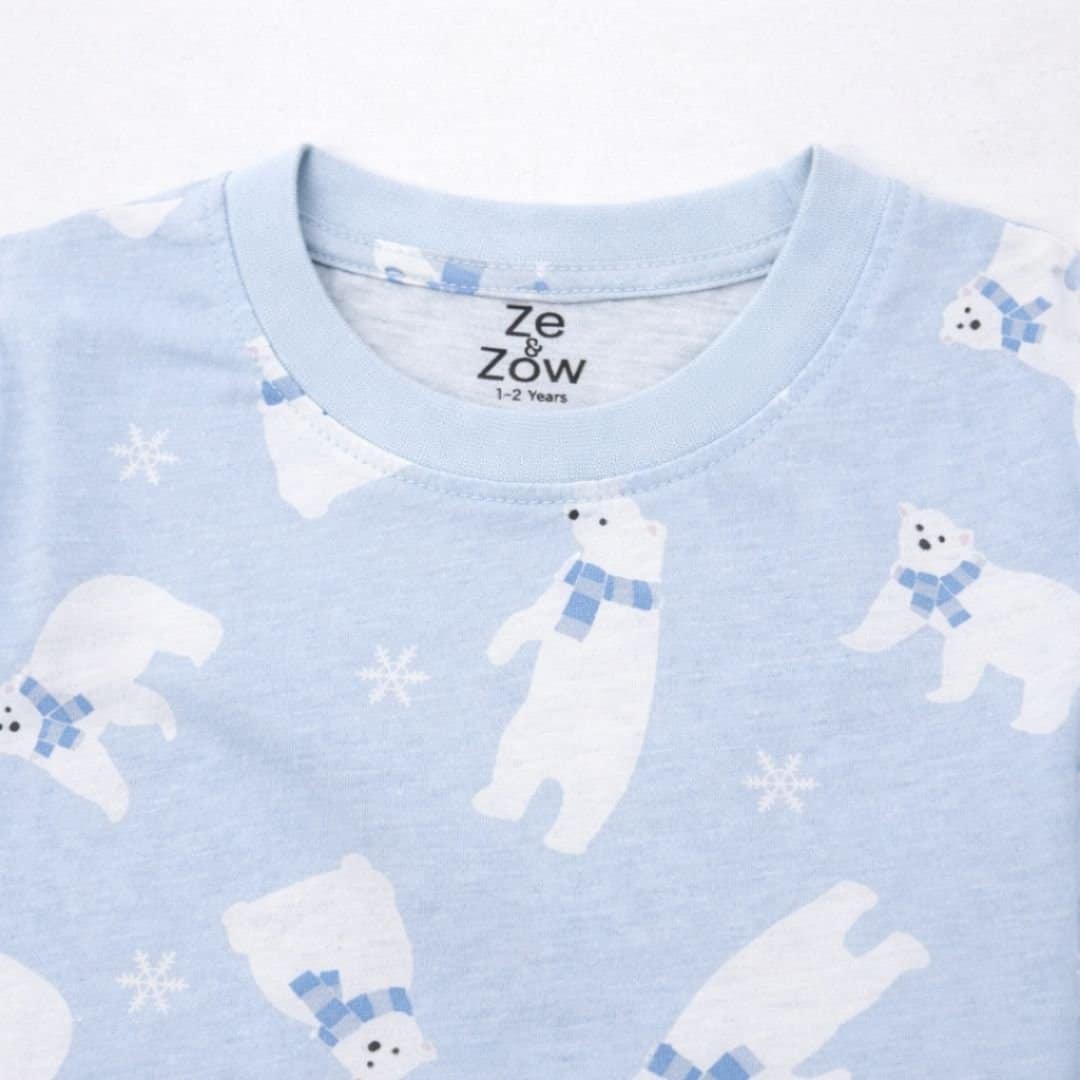 Polar Bear Printed Coord set - Light blue