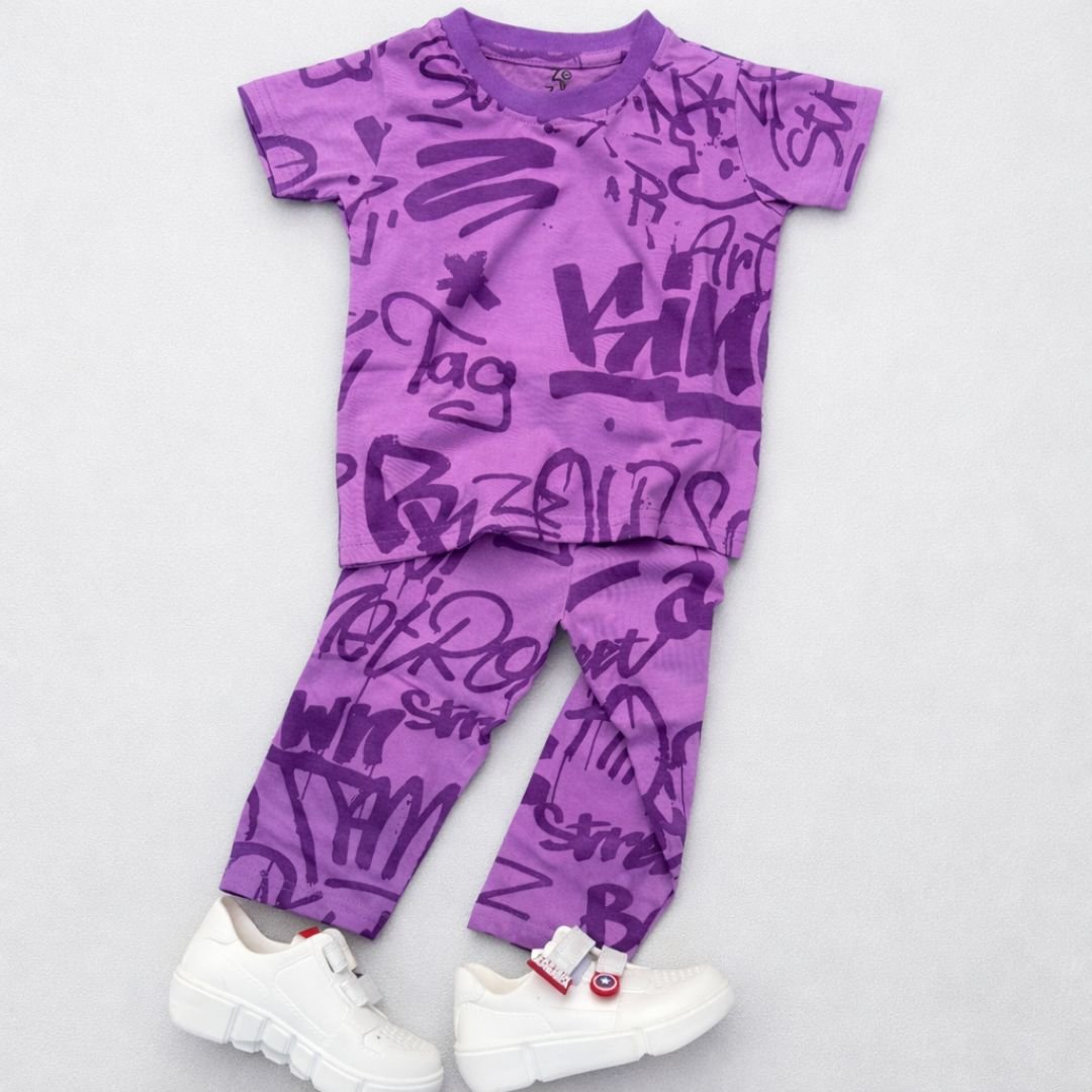 Graffiti Vibe Co-ord Set - Magenta