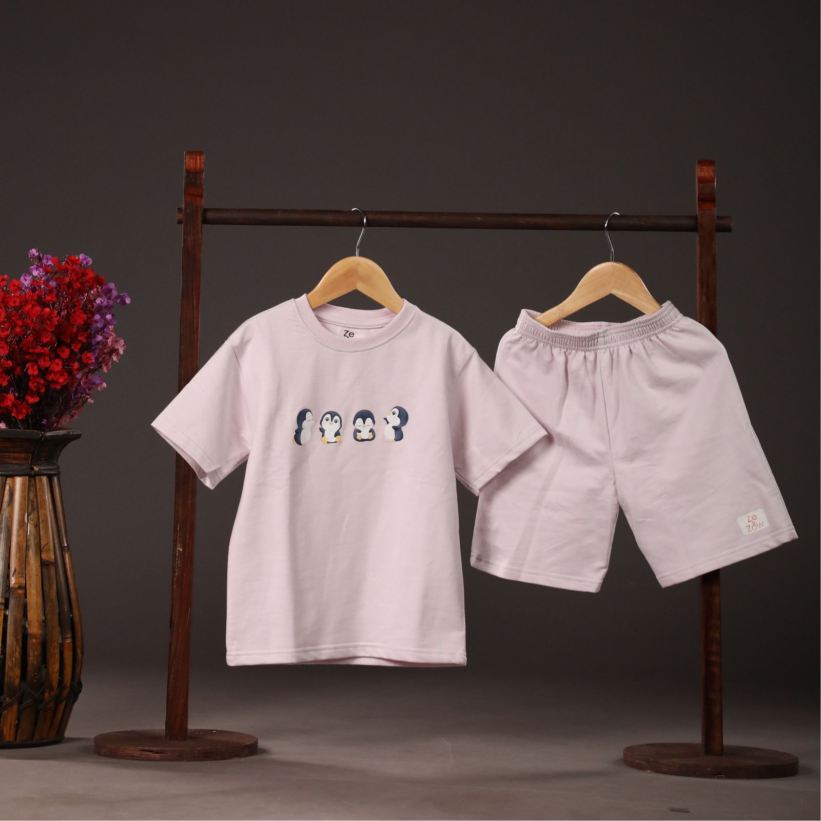 Happy Penguins Co-ord set - Pastel Lilac