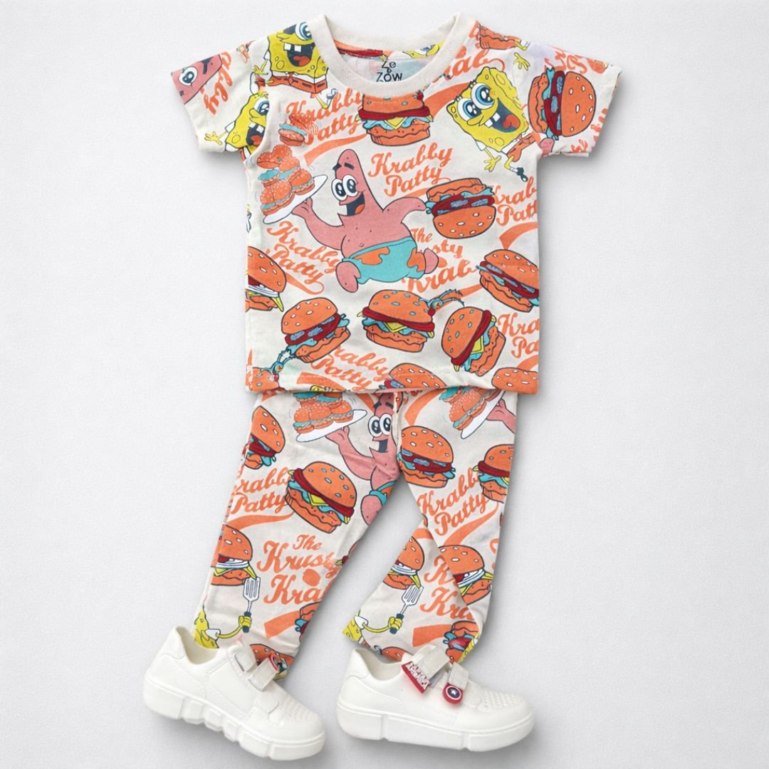 Burger Print Co-ord Set - Cream