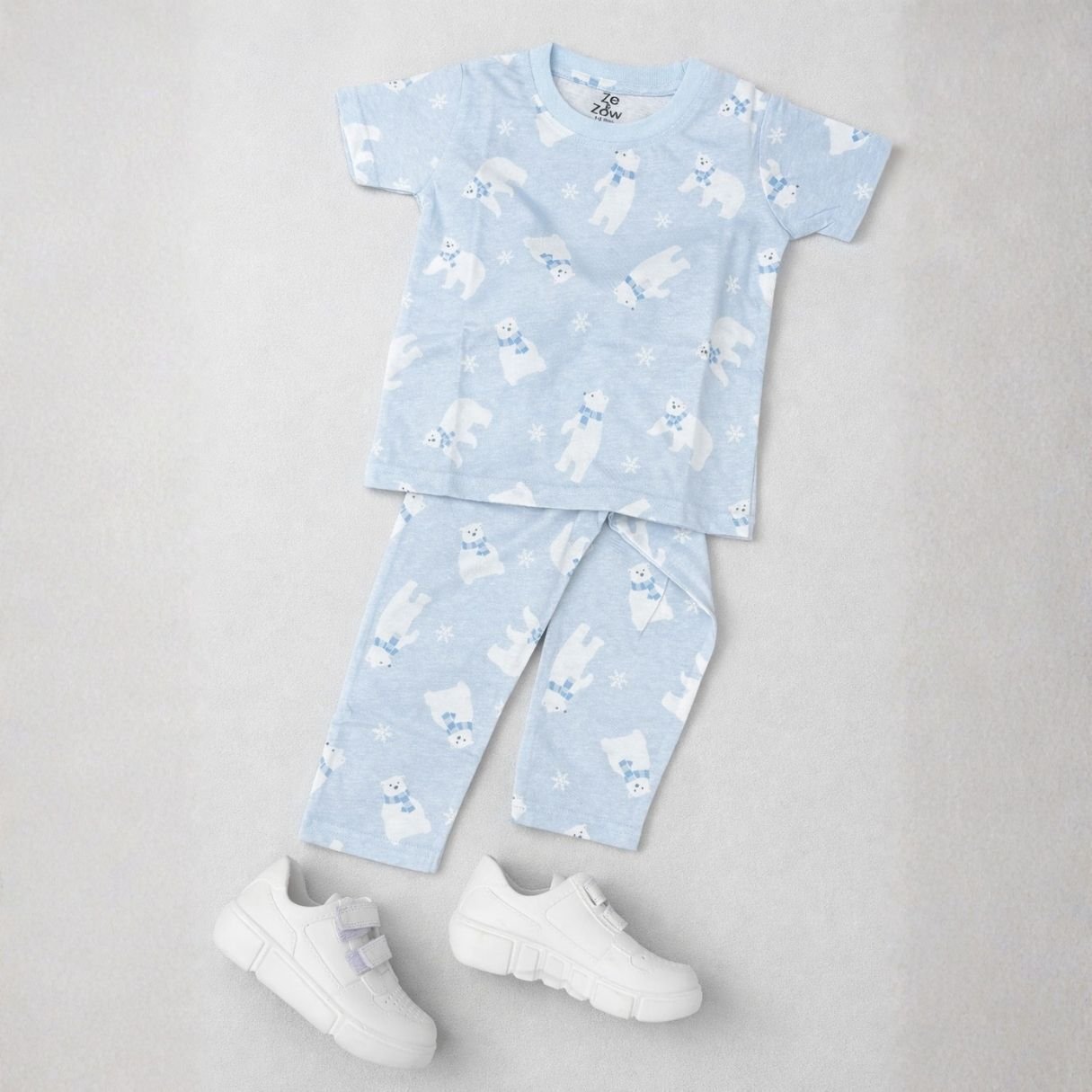 Polar Bear Print Co-ord Set - Light Blue