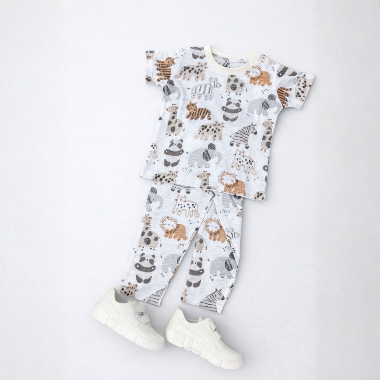 Safari Friends Print Co-ord Set - White